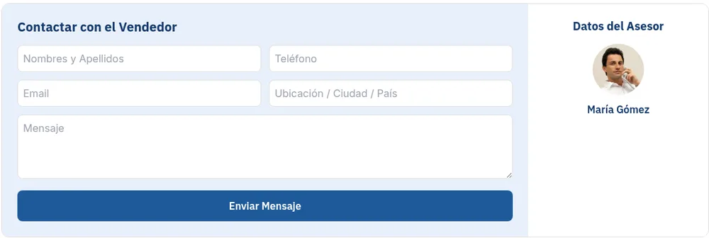 Ficha de un anuncio sin datos de contacto publicados: el formulario sigue disponible