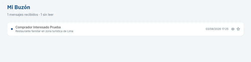 Mi Buzón con un mensaje recibido y el aviso de sin leer
